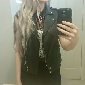 Leather biker vest